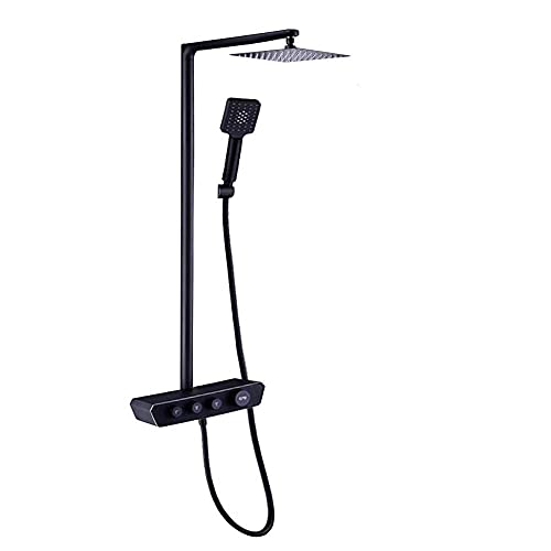 Badezimmermixer Duschhahnsystem modern 9 in quadratisch ultra-dünn Regen Duschkopf 3 Modi Duschkopf Bad Duschmischer Set Duschsystem Schwarz mit Regalschwarz Aufbewahrung, schwarzer Badezimmermixer Duschhahnsystem modern 9 in quadratisch ultra-dünn Regen Duschkopf 3 Modi Duschkopf Bad Duschmischer Set Duschsystem Schwarz mit Regalschwarz Aufbewahrung, schwarzer von CHCWR