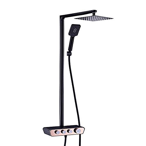 Badezimmermixer Duschhahnsystem modern 9 in quadratisch ultra-dünn Regen Duschkopf 3 Modi Duschkopf Bad Duschmischer Set Duschsystem Schwarz mit Regalschwarz Aufbewahrung, schwarzer Badezimmermixer Duschhahnsystem modern 9 in quadratisch ultra-dünn Regen Duschkopf 3 Modi Duschkopf Bad Duschmischer Set Duschsystem Schwarz mit Regalschwarz Aufbewahrung, schwarzer von CHCWR