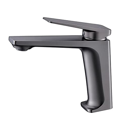 Basin Tippen Sie auf ein Griff ein Loch -Badezimmer -Wasserhahn mit heißem und kaltem Logo -Becken Wasserhahn Messing mit Belüftungsblättern Der Wasserfluss ist weich und bequem, verchromt von CHCWR