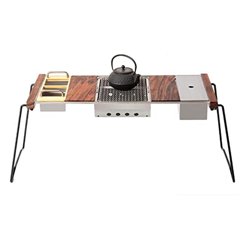 CHCWR Camptisch Outdoor Camping Klappbares Picknick Holzschreibtisch Tragbarer Klapptisch Grill selbstfahrende Tour Beach Garden (braun) von CHCWR