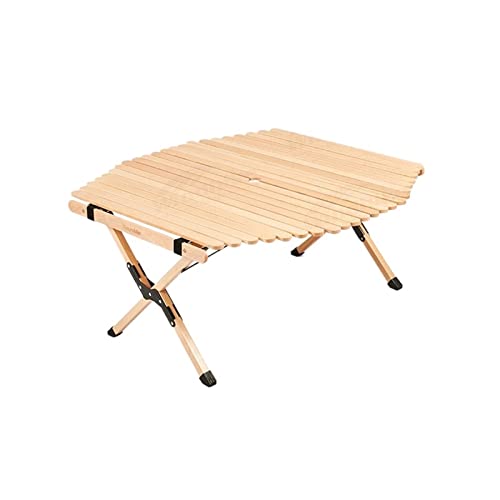 CHCWR Camptisch tragbarer Eierrollen Picknicktisch Falttyp Party Festholzholz Desktop erweiterte Multi -Person -Campingmöbel (Farbe: Beige) (Bei von CHCWR