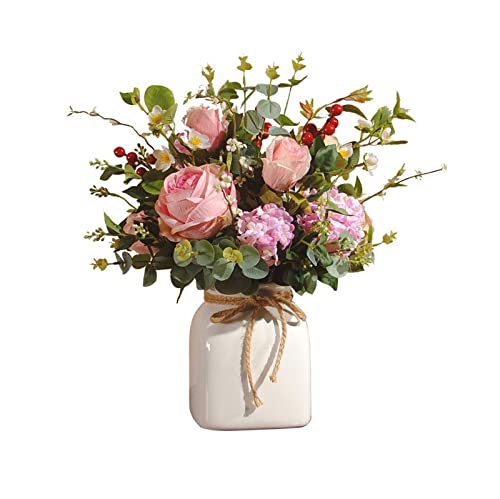 CHCWR Gefälschte Blumen Rosenblum Arrangement auf dem Esstisch Künstliche Blumendekoration Wohnzimmer Couchtisch Dekoration Ornamente Künstliche Blumen Dekoration von CHCWR