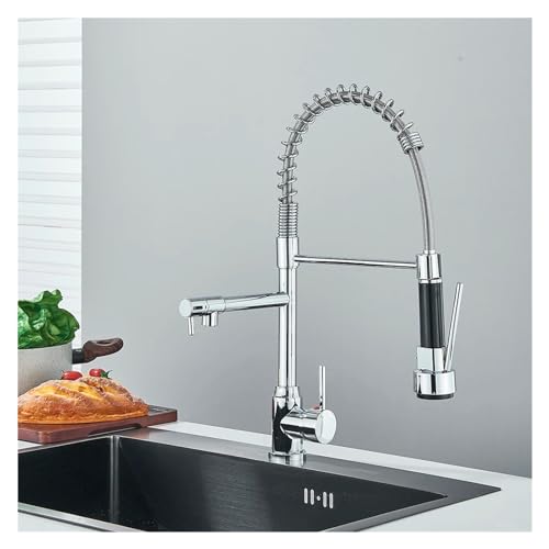 Chrom entfernbare Gourmetküche Wasserhahn Dual Head Drehdecke ein Griff Einer Griff Heißer und kaltes Wassermixer Küche Spüle Kran, Chrom -Badezimmer -Wasserhahn Chrom entfernbare Gourmetküche Wasserhahn Dual Head Drehdecke ein Griff Einer Griff Heißer und kaltes Wassermixer Küche Spüle Kran, Chrom -Badezimmer -Wasserhahn von CHCWR