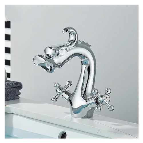 Chrombecken Wasserhahn Dual Cross Griffe Badezimmermixer Tap Gold Kristallgefäß Gefäßspüle Wasserhahn Deck montiert, einfache Installation von CHCWR