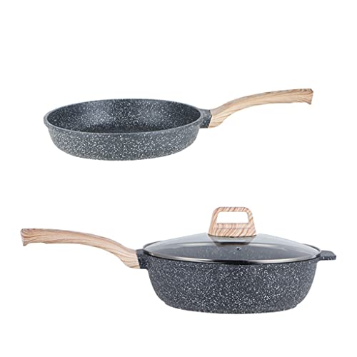 Combo-Set mit Nicht-STICK-Kochgeschirr 2 Teile Bratpfanne + Wok Set Induktionskocher Rauchloser Heimatofen Nicht-Stick-Pfanne Combo-Set mit Nicht-STICK-Kochgeschirr 2 Teile Bratpfanne + Wok Set Induktionskocher Rauchloser Heimatofen Nicht-Stick-Pfanne von CHCWR