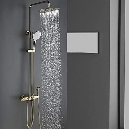 Duscharmatur -Set, Luxus -Niederschlags -Duschkopf mit Handheldspray, Bidet Sprayer, wandmontierte thermostatische Badewanne Wasserhahn Set, massives Messinggold, schwarze Rose Duscharmatur -Set, Luxus -Niederschlags -Duschkopf mit Handheldspray, Bidet Sprayer, wandmontierte thermostatische Badewanne Wasserhahn Set, massives Messinggold, schwarze Rose von CHCWR
