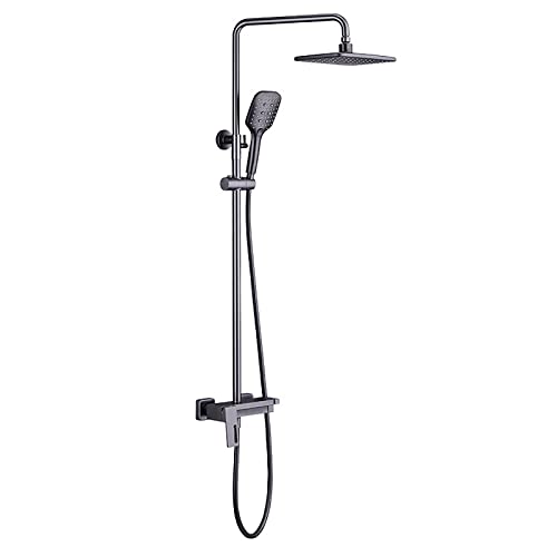 Dusche mit Duschkopf, 10 -Zoll -Dusch -Kombination Set Wandmontage Duschhahn -Set Eingriff Regenmischer Dusche Combo Set mit 3 Modus Handheld Dusche, Wasserfallwanne, Schwarz Dusche mit Duschkopf, 10 -Zoll -Dusch -Kombination Set Wandmontage Duschhahn -Set Eingriff Regenmischer Dusche Combo Set mit 3 Modus Handheld Dusche, Wasserfallwanne, Schwarz von CHCWR