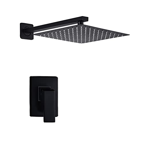 Dusche versteckte Dusche Wasserhahn Set wandmontierte matte schwarze Duschkombination mit Wasserfall Niederschlag von CHCWR