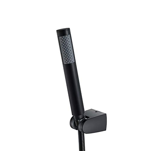 Handheld Duschkopf Messing Hand gehalten Duschkopf Niederschlag Duschhead Ein Sprühmodus Massage Spa Duschhead Round Hand Duschkopf mit Silikondüse, Duschschlauch, Schwarz, Chrom von CHCWR