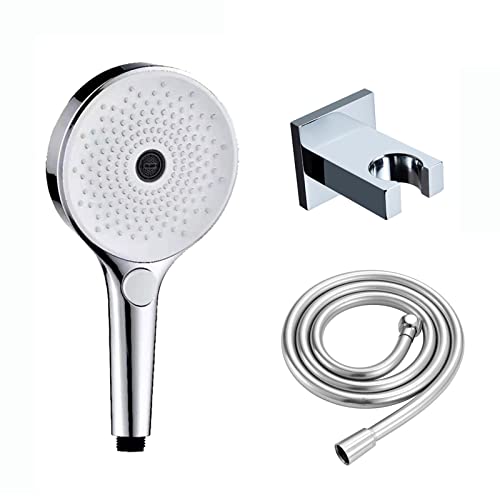 Handheld Duschkopf Set Weiß Chrom Universal Handheld Duschkopf Set Hochdruck Handheld -Duschsprüher mit 1,5 m Duschschlauch, Messinghalter von CHCWR