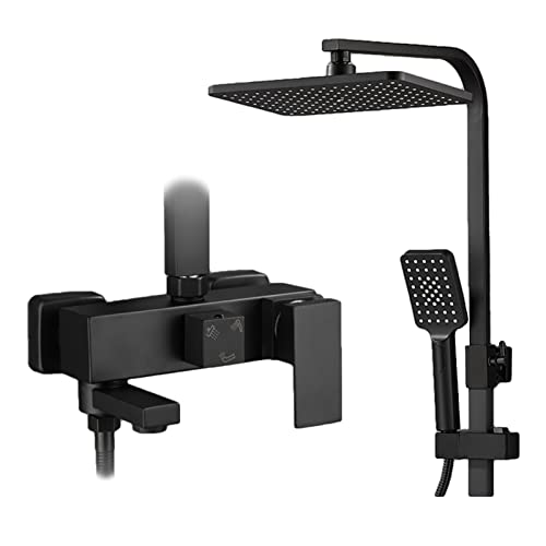 Handheld Duschkopf und Regendusche Kombination Hochdruck 6 Funktion Badezimmer Dusche mit Schlauch und Halter, schwarz (schwarz a) von CHCWR