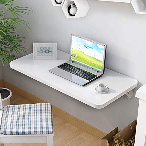 Klapper schwimmender Laptop-Schreibtisch, Wand montierter Tropfenblatttisch, Platz sparter Hangtisch für das Studium, Schlafzimmer, Badezimmer oder EIN Balkon dekoratives Regal, 90 cm*5 von CHCWR