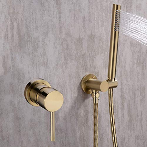 Lopus Duschhähler, Messing gebürstete goldene Handheld Duschkopfschlauchhalterhalter mit Duschventil -Kit Solides Badezimmer Luxus Duschset, a, a Lopus Duschhähler, Messing gebürstete goldene Handheld Duschkopfschlauchhalterhalter mit Duschventil -Kit Solides Badezimmer Luxus Duschset, a, a von CHCWR
