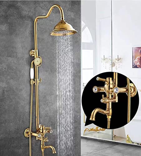 Luxus Messing Gold Badezimmer Niederschlag Duschkopf Wandmontage Duschhahnmixer Taps von CHCWR