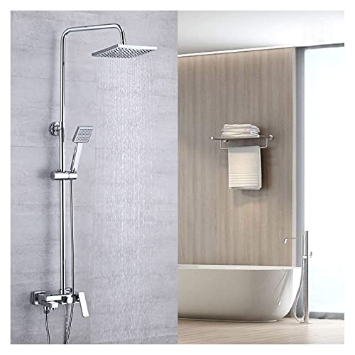 Regenduschsystem Chrom Luxus Hochdruck Duschkopf Badezimmer Dusche Wasserhahn Set Handbrause Anti-Verstopfung Silikondüsen (3 Funktionen) von CHCWR