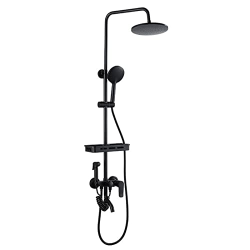 Regenmixer-Duschkombination 4-in-1-Hand-Duschkopf mit Halter/Schlauch, Hochdruck Regenmetall-Duschkopf, matt schwarz (schwarz) von CHCWR