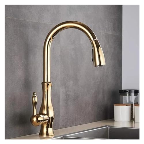 Schwarzer Küchenspüle Wasserhahn 360 Rotationsdeck montiertes Wasserhahn Zwei -Auslass -Wassermodi Kaltem Heißmischer -Hahn, Chrom -Badezimmer Wasserhahn von CHCWR