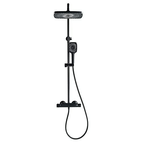 Thermostatische Dusche mit Regenduschkopf, schwarzer Duschkombination Set Wandmontage Dusche Wasserhahn Set, Regenmixer -Dusche Combo Set mit 3 -Modus -Handheld -Dusche, Wasserfall Wanne Spout Thermostatische Dusche mit Regenduschkopf, schwarzer Duschkombination Set Wandmontage Dusche Wasserhahn Set, Regenmixer -Dusche Combo Set mit 3 -Modus -Handheld -Dusche, Wasserfall Wanne Spout von CHCWR