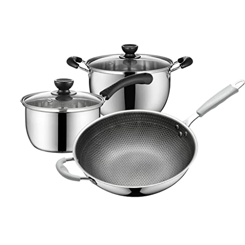 Topf -Set -Kombination Edelstahl Frittierpfanne Suppenmilch Milchkochherde Haushaltsinduktionskocher Universal von CHCWR
