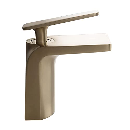 Wasserfallbecken Hahn Heiß und kaltes Wasser Badezimmer Wasserhahn Messing Einer Griff Basin Wasserhahn Das Wasser ist weich und spritzt nicht mit zwei Schläuchen, schwarz (Gold). von CHCWR