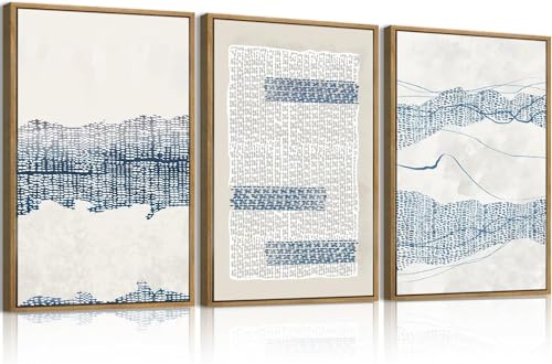 CHDITB 3 Stück Abstrakte Wadbild,Blau Große Leinwand Wandkunst,Linien Blau Beige Bild mit Rahmen,Moderne Wohnzimmer Abstrakte Wanddeko,Neutral Moderne Poster Schlafzimmer Büro Badezimmer,30x40cm CHDITB 3 Stück Abstrakte Wadbild,Blau Große Leinwand Wandkunst,Linien Blau Beige Bild mit Rahmen,Moderne Wohnzimmer Abstrakte Wanddeko,Neutral Moderne Poster Schlafzimmer Büro Badezimmer,30x40cm von CHDITB