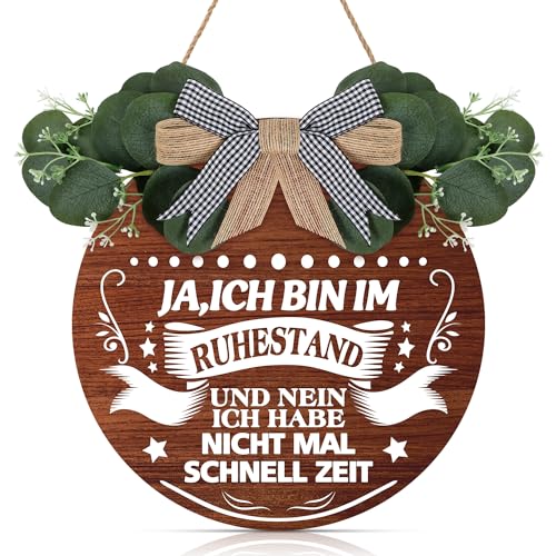 CHDITB 3D Blumen Ruhestand Schild aus Holz, Tolles Geschenk für Renter, Ja Ich Bin Im Ruhestand Und Nein Ich Habe Nicht Mal Schnell Zeit Holzschild, Ruhestand Geschenk für Damen Männer von CHDITB