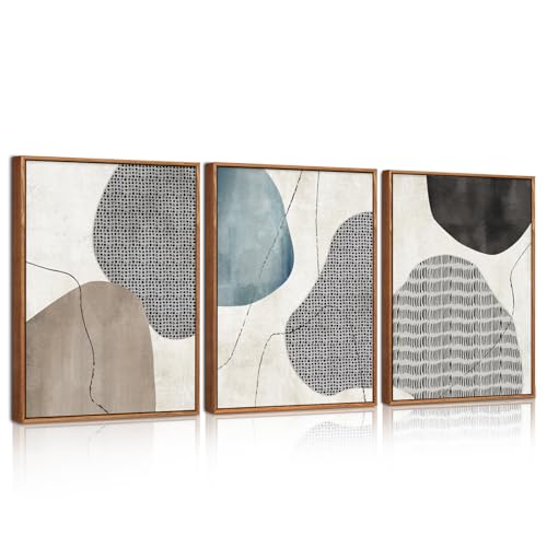 CHDITB 3pcs Abstrakte Leinwand Wandbilder,Boho Wanddeko Wohnzimmer,Abstrakte Beige Linien Blockform Wandkunst,Moderne Kunstdruck,Boho Wanddekoration für Schlafzimmer Küche Büro30 x 40cm von CHDITB