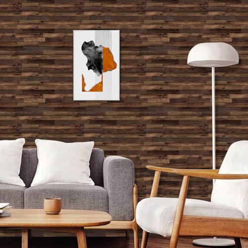 CHDITB Holzoptik Tapete Selbstkleben,Möbelfolie Holz,Vintage Möbelaufkleber Holztapete,Klebefolie Küchen(44x300cm) Bretter Leisten Holz Wandtattoo,Braun HolzTapete für Wand Möbel Arbeitsplatte von CHDITB