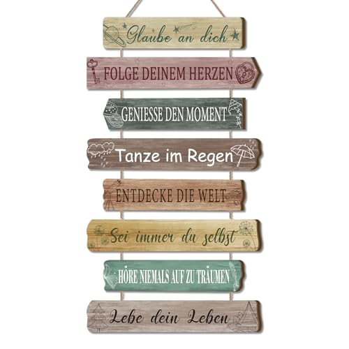 CHDITB Insirierende Wanddeko Wandbild,Motivierende Familienregeln Lebenseinstellung,Schild Familie,Glaube an Dich,Sei Immer Du Bist, Holz Familienschild Mit Sprüchen,Jugendweihe Deko Mädchen Jungen von CHDITB
