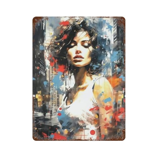 Stadtmädchen-Poster, Wanddekoration, Kunst, Metallblech, Poster, moderne Bardekorationen, 40 x 30 cm Stadtmädchen-Poster, Wanddekoration, Kunst, Metallblech, Poster, moderne Bardekorationen, 40 x 30 cm von CHDYRNGU