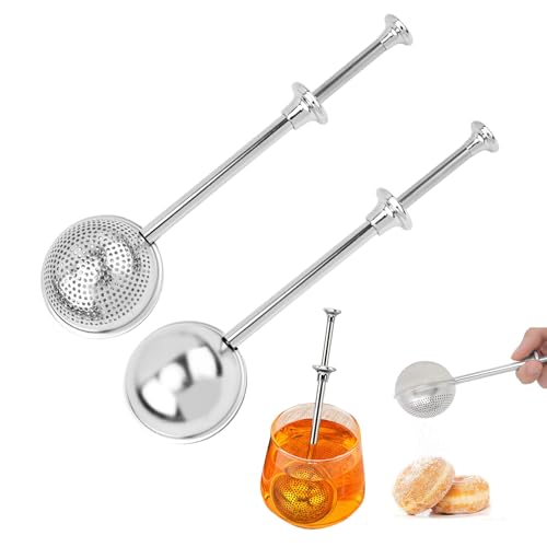 2 Stück Teeei, Teesieb für Losen Tee - Teaballs mit Teleskopgriff, Teezange, Tee Sieb, Tea Infuser, Edelstahl-Mehlsieb-Staubwedel 2 Stück Teeei, Teesieb für Losen Tee - Teaballs mit Teleskopgriff, Teezange, Tee Sieb, Tea Infuser, Edelstahl-Mehlsieb-Staubwedel von CHDZSW
