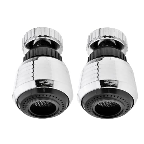 2 Stück Wasserhahn Sieb, Edelstahl Wasserhahn Aufsatz Schwenkbar, Luftsprudler, Perlatoren Luftsprudler mit Adaptern, Wasserhähne Sieb für Brause Küche Bad Aufsatz (Silber) von CHDZSW