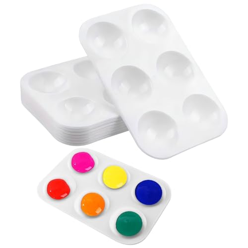 20 Stück Mischpalette Kunststoff Palette, Rechteckige Weiß Farbtablett, 6 Wells Mischfeldern Kunststoffpaletten, Universalpalette DIY Künstler Wasserfarben Acryl Öl Malerei von CHDZSW