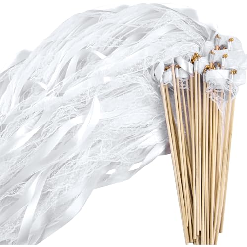 30 Stück Wedding Wands mit Glocke, Zauberstäbe Hochzeit Luftschlangen, Luftschlangen mit Holzstäbchen werden für Hochzeiten Geburtstage Partys Feiertagsfeiern verwendet von CHEERLINK