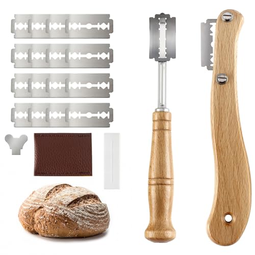 CHEERLINK 25 Stück Bäckermesser Set, Teigmesser, Ritzmesser, Brot Lahm Scoring Tool Set, Baguettemesser mit 20 Rasierklinge Brotmesser für DIY Brotteig Muster von CHEERLINK