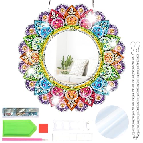 CHEERLINK Geschenk Mädchen 6-12 Jahre, Diamond Painting Mandala Makeup Spiegel als Mädchen Geschenke 7 8 9 10 11 Jahre, Bastelset Kinder ab 6 Jahre für Home Decor von CHEERLINK