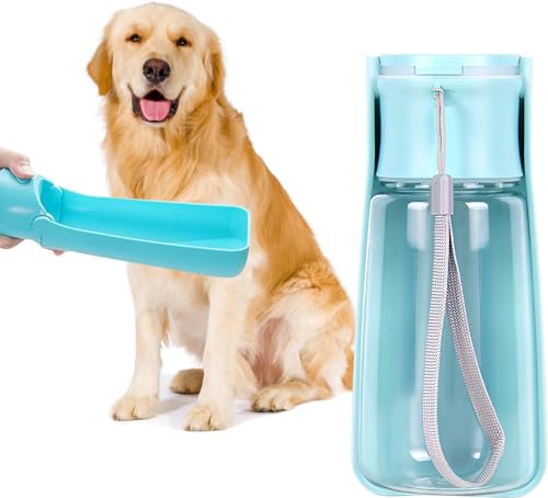 Trinkflasche Hunde für Unterwegs,Hundetrinkflasche Hunde Trinkflasche für Hunde mit Karabiner für Unterwegs für Unterwegs Faltbare,Wasserspender für Haustiere,Pet Drinking Cup im Freien (BLAU) von CHEERLINK