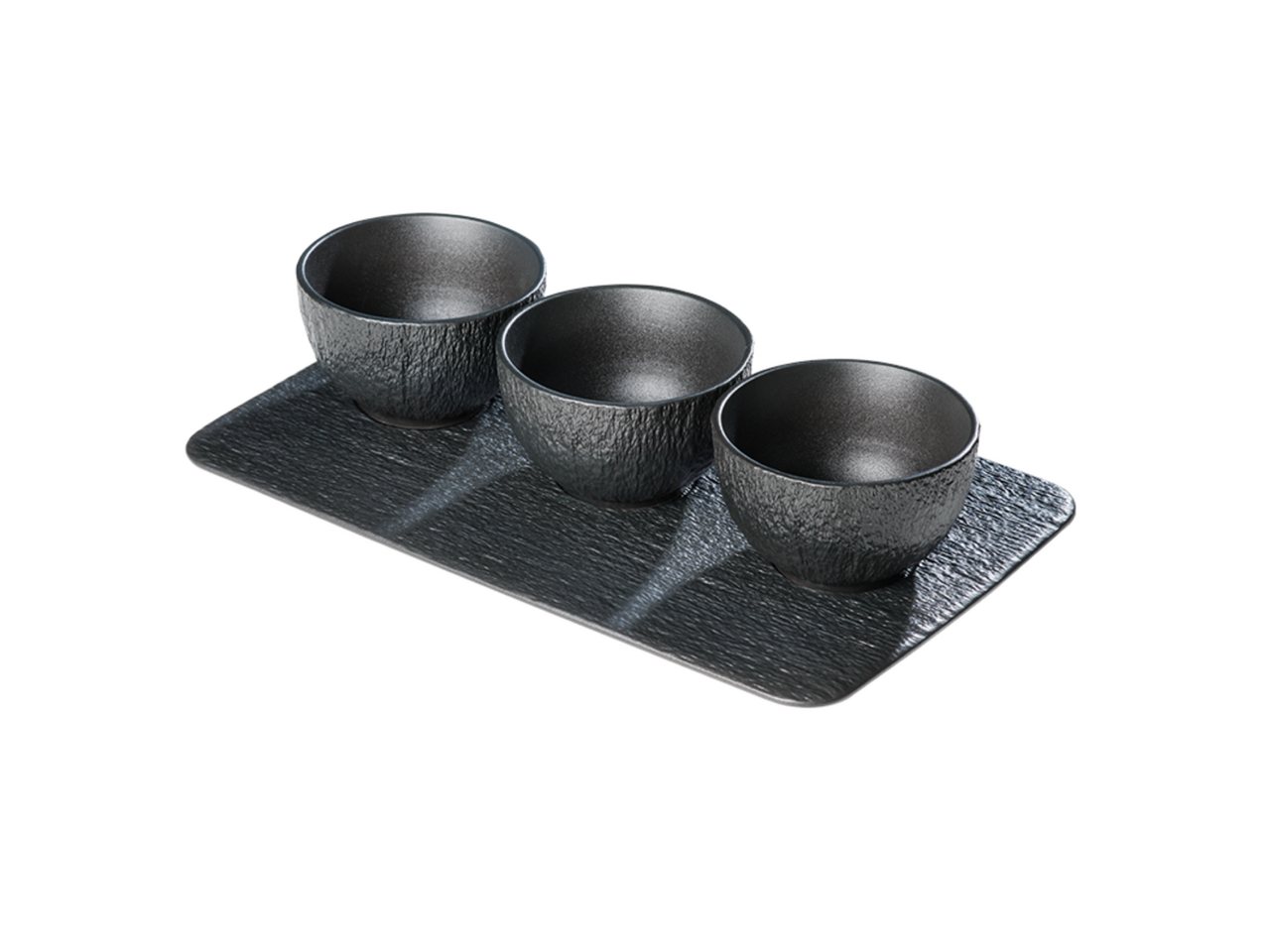 CHEF CUISINE International Dipschale 3er Set, ø 9 cm, inklusive Tablett, Schieferoptik, Porzellan CHEF CUISINE International Dipschale 3er Set, ø 9 cm, inklusive Tablett, Schieferoptik, Porzellan von CHEF CUISINE International
