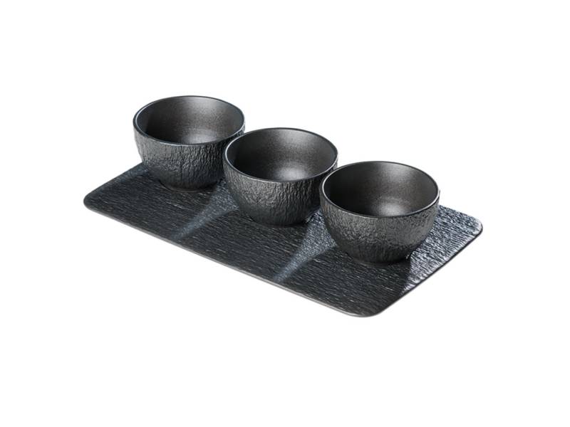 CHEF CUISINE International Dipschale 3er Set, ø 9 cm, inklusive Tablett, Schieferoptik, Porzellan CHEF CUISINE International Dipschale 3er Set, ø 9 cm, inklusive Tablett, Schieferoptik, Porzellan von CHEF CUISINE International