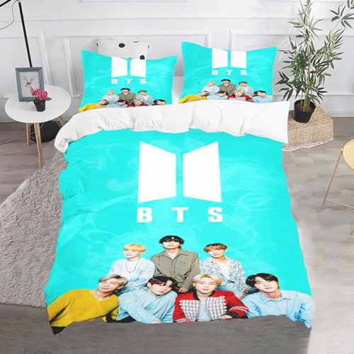 CHEFFS BTS Bettwäsche, Bangtan Jungen Bettwäsche 135x200 Für Jugendliche, BTS Bangtan Boys Bettwäsche-Set 3D Drucken Bettbezug (135 x 200 cm,12) von CHEFFS