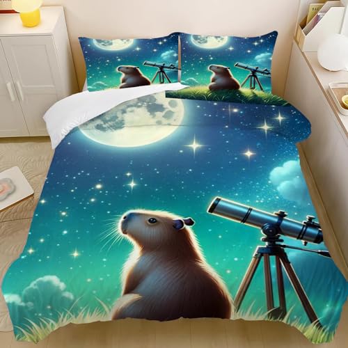 CHEFFS Capybara Bettwäsche 135x200cm Kinder Capybara Liebhaber Bettbezug Set, Kinder Capybara Liebhaber Bettbezug Mikrofaser Nette Capybara Bettbezug mit Reißverschluss (200 x 200 cm,6) von CHEFFS