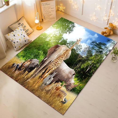 CHEFFS Elefant Teppich Wohnzimmer 160x230cm Schlafzimmer Kinderteppich Kinderzimmer, Cartoon-Elefant Teppich Kinder Spielteppich Wohnzimmerteppich Fur Schlafzimmer Dekoration(2,50X80CM) von CHEFFS