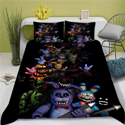 CHEFFS Five Nights at Freddy's Bettwäsche 135x200, Anime Bettwäsche-Set Für Jugendliche, Cartoon Bettwäsche Mikrofaser 3D Drucken Bettbezug (135 x 200 cm,9) von CHEFFS