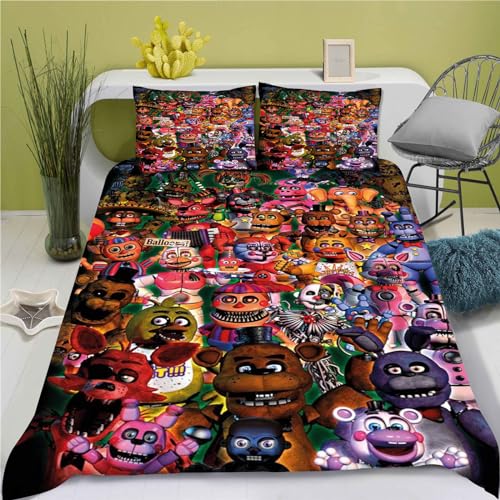 CHEFFS Five Nights at Freddy's Bettwäsche 135x200, Anime Bettwäsche-Set Für Jugendliche, Cartoon Bettwäsche Mikrofaser 3D Drucken Bettbezug (200 x 200 cm,5) von CHEFFS