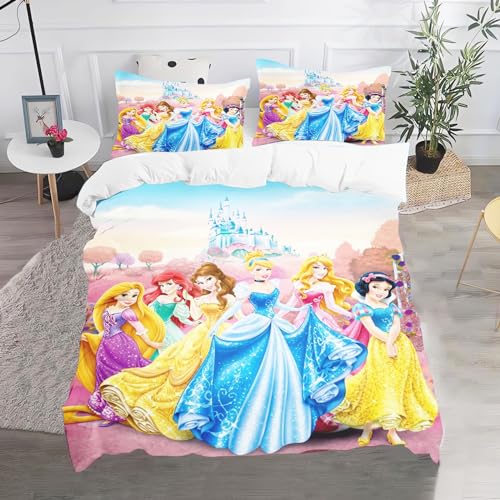 CHEFFS Prinzessin Bettwäsche, Anime Rapunzel Mermaid Ariel Bettwäsche 135x200 Für Jugendliche, Cartoon Bettwäsche-Set 3D Drucken Bettbezug (135 x 200 cm,11) von CHEFFS