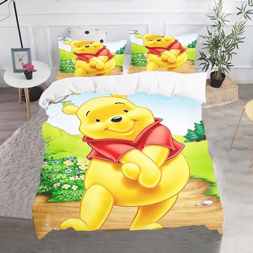 CHEFFS The Pooh Bear Bettwäsche, Anime Winnie Pooh Bettwäsche 135x200 Für Jugendliche, Cartoon Bettwäsche-Set 3D Drucken Bettbezug (200 x 200 cm,10) von CHEFFS