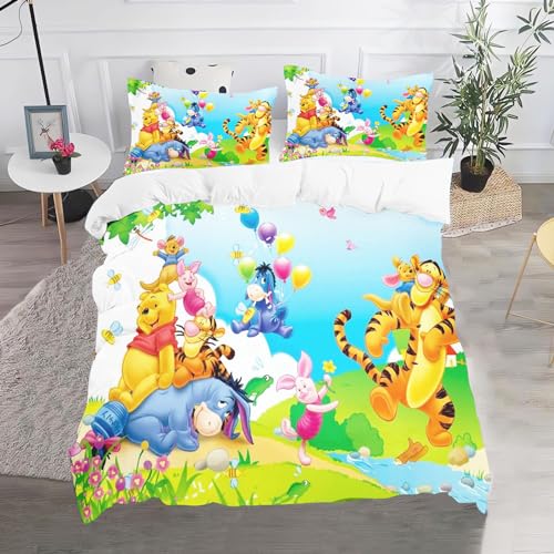 CHEFFS The Pooh Bear Bettwäsche, Anime Pooh Bettwäsche 135x200 Für Jugendliche, Cartoon Bettwäsche-Set 3D Drucken Bettbezug (200 x 200 cm,3) von CHEFFS