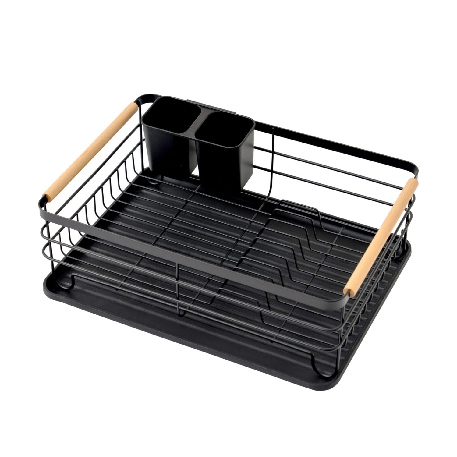 CHEFGASTRO Abtropfgestell Geschirr 14x42x30cm Stahl/Holz Mit Besteckhalter & Abtropfbrett Geschirrabtropfgestell Abtropfständer Spül Abtropfgitter von CHEFGASTRO