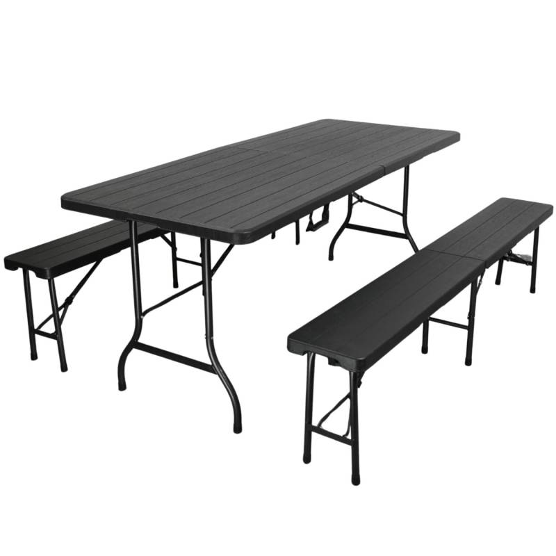 CHEFGASTRO Bierzeltgarnitur Klappbar 180cm 3-Teilig 1x Buffettisch 2x Bierbänke Mit Tragegriffe Holz Optik Kunststoff Metterfest Gartengarnitur CHEFGASTRO Bierzeltgarnitur Klappbar 180cm 3-Teilig 1x Buffettisch 2x Bierbänke Mit Tragegriffe Holz Optik Kunststoff Metterfest Gartengarnitur von CHEFGASTRO