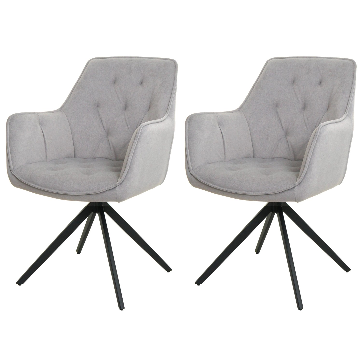 CHEFGASTRO Esszimmerstuhl 2er-Set 87x55x60cm Sitzhöhe 48cm Metall Stoff/Textil Hellgrau von CHEFGASTRO